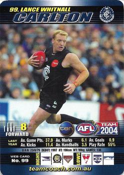 2004 Team Zone AFL Team - How to Play Promos #99 Lance Whitnall Front